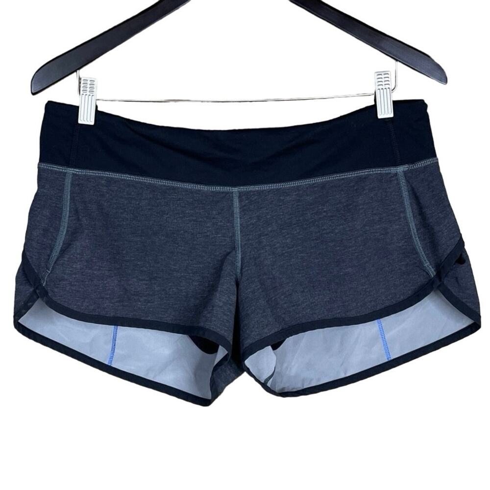 Lululemon Speed Shorts Heathered Black Lakeside Blue SZ 8